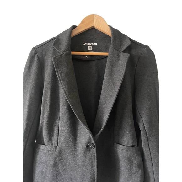 Betabrand Active Ponte Blazer Charcoal Medium Single Button - Picture 5 of 8